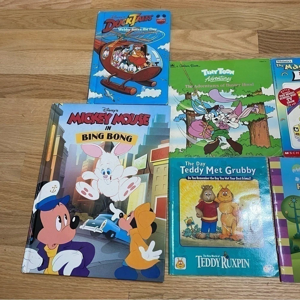 Vintage Book Lot Ducktales Mickey Mouse Bing Bong Tiny Toons Henry Hugglemonster